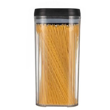 Cutie de Depozitare Alimente, Cyrax, tip Container, 2.5L, Recipiente pentru Cereale in Bucatarie,  Transparente cu Capac Negru