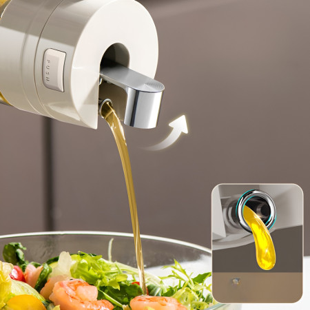 Dispenser pentru Ulei, Cyrax, Deschidere si Inchidere Automata a Rezervorul, cu Inductie Gravitationala, 550 ml, 12x7.6x20.5 cm, Alb