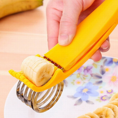 Feliator pentru Alimente, Cyrax, Accesoriu pentru Bucatarie, Cutit pentru Legume si Fructe, Model Banana, Ergonomic, 17.5x5x4 cm, Galben