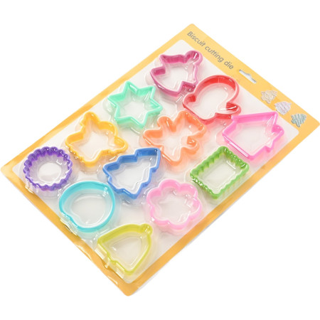 Set 12 forme pentru prajituri Cyrax, material polipropilena, diverse forme, pentru orice ocazie,  adancime 1.6 cm, 23.3 x 33.5 x 1.8 cm, multicolor