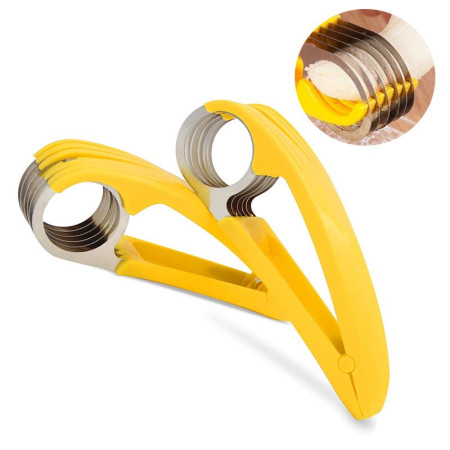 Feliator pentru Alimente, Cyrax, Accesoriu pentru Bucatarie, Cutit pentru Legume si Fructe, Model Banana, Ergonomic, 17.5x5x4 cm, Galben
