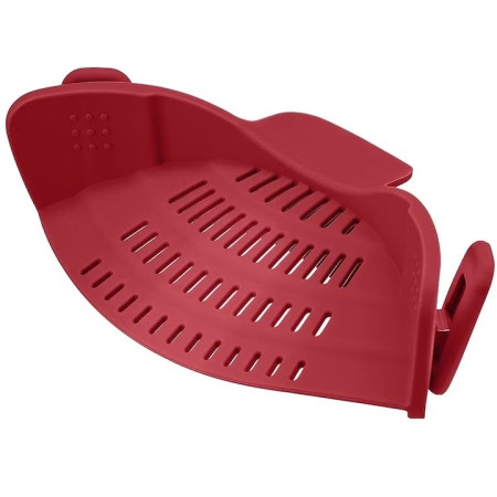 Strecurator Filtru pentru Vase, Cyrax, din Silicon Rezistent la Temperaturi Inalte, Universal, Paste, Legume, Fructe, 23x12.5x6.7 cm Rosu