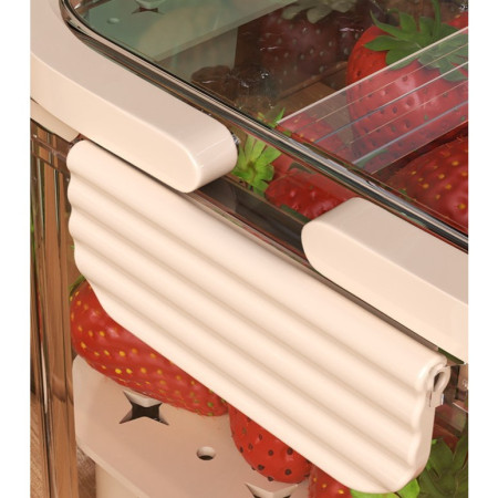 Cutie pentru Depozitare Alimente, Cyrax, de Uz Casnic, 2 Compartimente, Zona pentru Gheata, Mentinere Fresh, cu Maner, Material PET, 23x15x10.8 cm, Bej