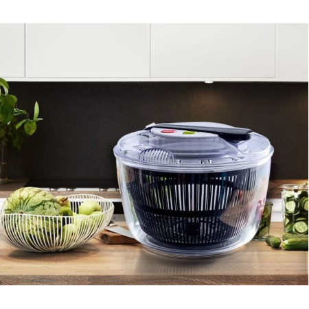 Uscator Manual pentru Salata si Verdeturi, Cyrax, Plastic, 20x20x25 cm, Capacitate 5L, Negru