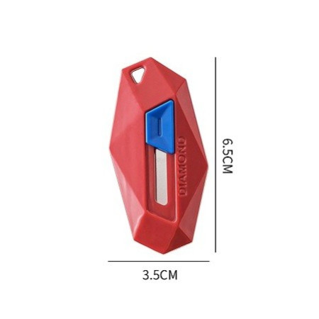 Cutter pentru Cutii, Cyrax, Varf Rotunjit si Zimtat, Tip Breloc, 6.5x3.5 cm, Rosu