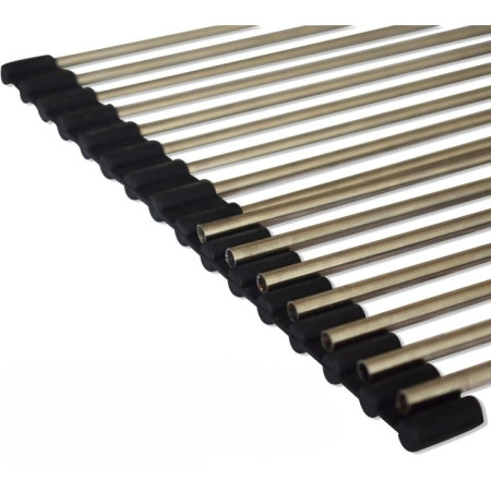 Cyrax Covoras de Scurgere pentru Chiuveta Bucatarie, din Otel Inoxidabil, Suport Chiuveta, Pliabil, Antiderapant, Usor de Curatat si de Depozitat, 37x30 cm, 15 Tuburi, Negru