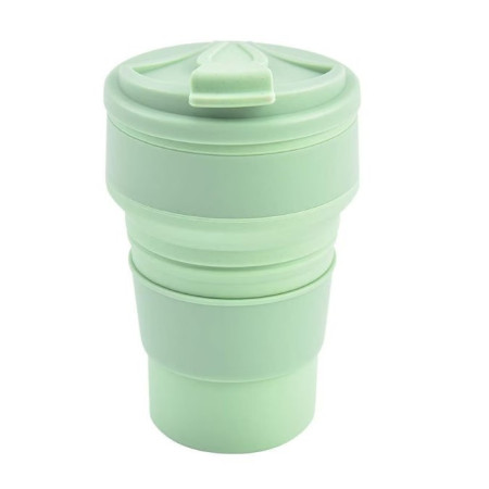 Pahar pliabil din silicon Cyrax, pentru calatorii, camping, 500 ml, verde