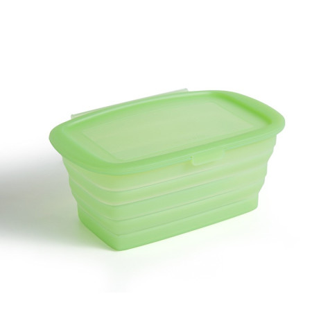 Caserola din Silicon, Cyrax, Pliabila, 1L, 18.8 x 8 x 11.5 cm, Rezistenta Temperaturi Extreme, Verde