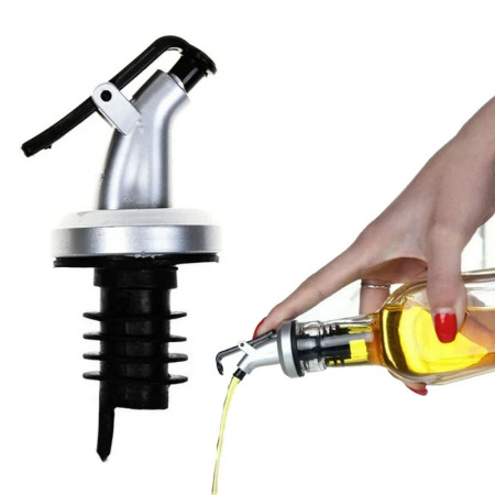 Picurator cu Dop pentru Sticla, Cyrax, Dop Dispenser pentru Ulei Sosuri, 8.5 x 3 cm, Argintiu