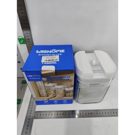 Cutii de Depozitare Alimente, Cyrax, Set din 2 Cutii de tip Container, Recipiente pentru Cereale in Bucatarie, 0.5 L-10x10.5 cm, 1.3 L-12.5x12.5x16.5 cm, Transparente cu Capac Alb
