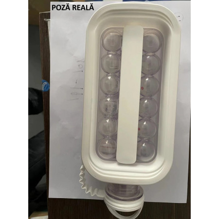 Forma pentru Gheata 2 in 1 Portabila, Cyrax, Tavita sub Forma de Sticla, Diametru 3 cm, Multifunctional, 17 Bilute de Gheata, 27.5 x 11.4 x 5.5 cm, Culoare Alb
