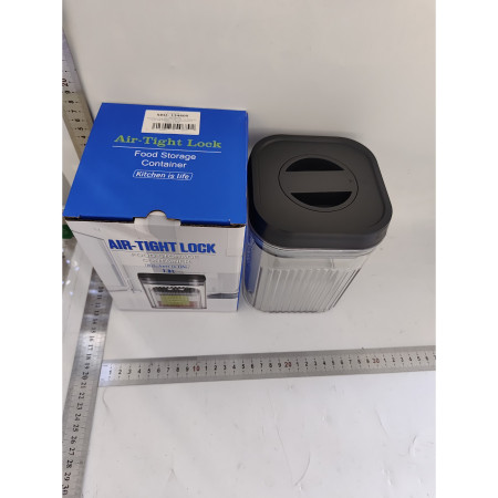 Cutie de Depozitare Alimente, Cyrax, tip Container, 1.3L, Recipiente pentru Cereale in Bucatarie,  Transparente cu Capac Negru