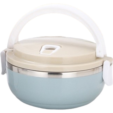 Caserola pentru alimente Cyrax, lunch box, 700 ml, otel inoxidabil, maner, valva aerisire, inchidere etansa, 15 x 8.5 cm, albastru
