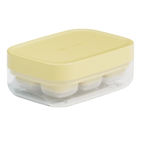 Forma pentru gheata cu presa Cyrax, din silicon alimentar, 6 cuburi, caserola pentru depozitare, usor de folosit si curatat, 10.5 x 7.5 x 4.1 cm, galben