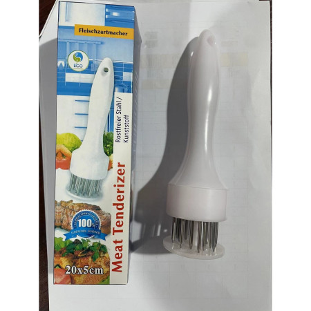 Cyrax Ustensila pentru fragezit carnea, cu 21 de tije ascutite din inox 304, 20 cm, alb