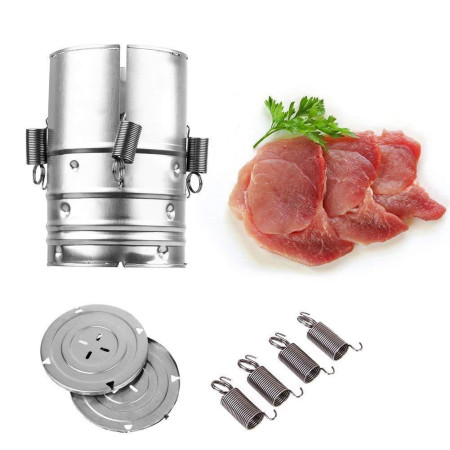 Presa din inox Cyrax, pentru preparat sunca presata, cu capac, dimensiune reglabila in 3 trepte, 15 x 15 x 18 cm, argintiu