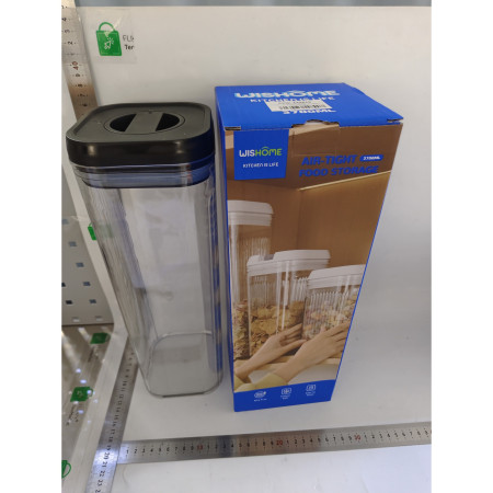 Cutie de Depozitare Alimente, Cyrax, tip Container, 3.7L, Recipiente pentru Cereale in Bucatarie,  Transparente cu Capac Negru