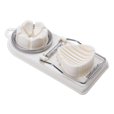 Feliator multifunctional Cyrax pentru oua, mozzarela, fructe, 2 forme de feliere, agatatoare, 20 cm, Alb