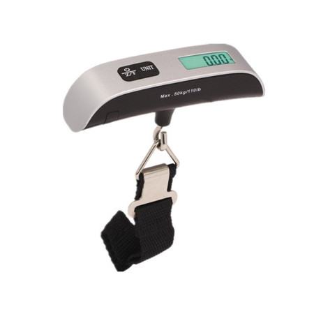 Cantar Digital de Mana Curea, Cyrax, Cantar Portabil, Cantarire Bagaje, Capacitate 50 kg, Functie de Tara, 12.5 x 2.8 x 2.8 cm, Alb-Negru