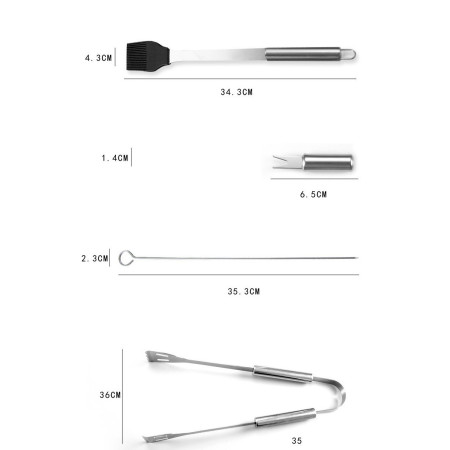 Set 18 Ustensile pentru Gratar, Cyrax, din Otel Inoxidabil, Geanta Oxford, Argintiu