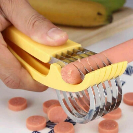 Feliator pentru Alimente, Cyrax, Accesoriu pentru Bucatarie, Cutit pentru Legume si Fructe, Model Banana, Ergonomic, 17.5x5x4 cm, Galben