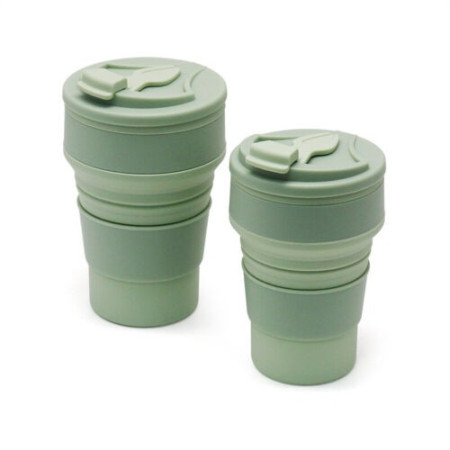 Pahar pliabil din silicon Cyrax, pentru calatorii, camping, 500 ml, verde