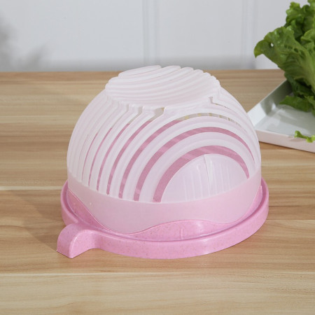 Bol Feliator pentru Salata, Cyrax, Castron Multifunctional pentru Legume si Fructe, pentru Spalat si Taiat Legumele, cu Scurgere si Tocator, Ergonomic, Protectie pentru Maini, 21x18.5x11.5 cm, Roz