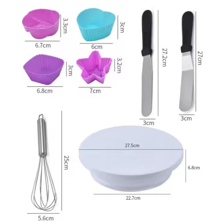 Set 80 Piese Ustensile pentru Ornare Prajituri, Cyrax, din Plastic si Otel Inoxidabil, Forme Briose, Multicolor