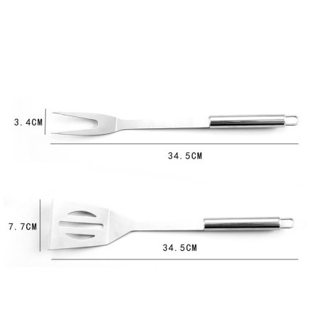 Set 18 Ustensile pentru Gratar, Cyrax, din Otel Inoxidabil, Geanta Oxford, Argintiu