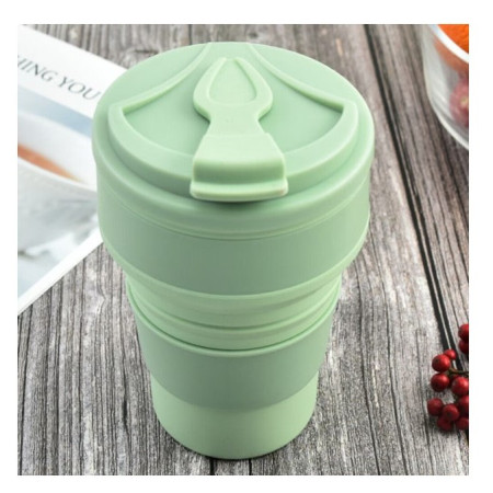 Pahar pliabil din silicon Cyrax, pentru calatorii, camping, 500 ml, verde