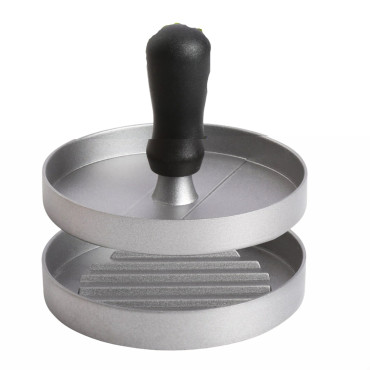 Presa manuala pentru burgeri Cyrax, material ABS si aluminiu, forma si presa, usor de curatat si folosit, 11.7 x 8.5 cm, gri