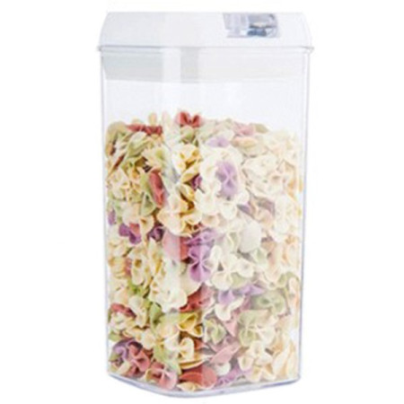 Cutie de Depozitare Alimente, Cyrax, Cutie de Depozitare tip Container pentru Bucatarie, cu Capac, Inchidere Ermetica, Cutie pentru Cereale, 20.5 x 10 x 10 cm, volum 1.2 L, Alb