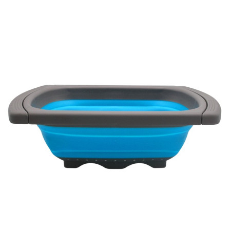 Cos de Scurgere Retractabil pentru Chiuveta, Cyrax, cu Filtru, pentru Fructe si Legume, de Uz Casnic, 39x12 cm, Design Extensibil pana la 61 cm, cu Manere de Prindere, Albastru