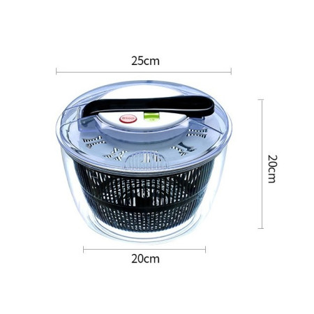 Uscator Manual pentru Salata si Verdeturi, Cyrax, Plastic, 20x20x25 cm, Capacitate 5L, Negru