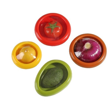 Set 4 Recipiente pentru Pastrarea Proaspata a Legumelor, Cyrax, Cutii Portabile Sigilate Anti-oxidare, 4 Forme Diferite pentru Legume sau Fructe, Culori diferite
