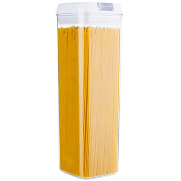 Cutie de Depozitare Alimente, Cyrax, Cutie de Depozitare tip Container pentru Bucatarie, cu Capac, Inchidere Ermetica, Cutie pentru Cereale, 30.5 x 10 x 10 cm, volum 1.9 L, Alb