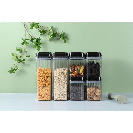 Set 4 Recipiente din Plastic, Cyrax, pentru Alimente/Obiecte, Inchidere Ermetica, Textura Ondulata, 2 x 1.5l, 2 x 3.3 l, Transparent