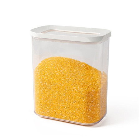 Cutie de Depozitare Alimente, Cyrax, 1.5L, Capac Alb, din ABS+Silicon, 14.5 x 9 x 16.7 cm, Transparent