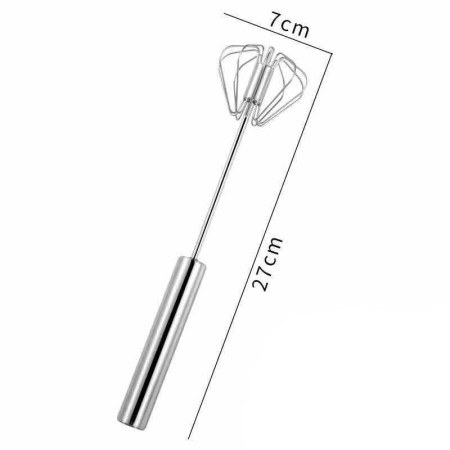Mixer Manual, Cyrax, pentru Oua Smantana Frisca Aluat, Maner Otel Inoxidabil, Usor de Utilizat si Depozitat, 27 x 7 cm, Argintiu