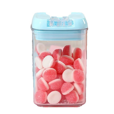 Cutie de Depozitare Alimente, Cyrax, 0.8L, Capac Albastru, din PP+PET, Inchidere Ermetica, 10 x 10 x 15.5 cm, Transparent
