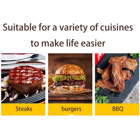 Presa Manuala pentru Carne, Cyrax, din Aliaj de Aluminiu, Maner din Lemn, Presa pentru Burgeri, Usor de Curatat si Folosit, Patrata, 16x16x6 cm, Neagra