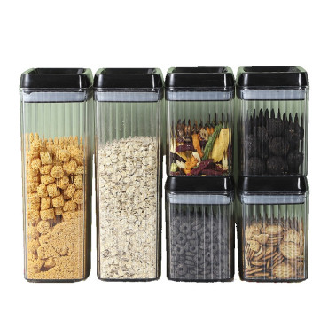 Set 6 Recipiente din Plastic, Cyrax, pentru Alimente/Obiecte, Inchidere Ermetica, Textura Ondulata, 4 x 1.5l, 2 x 3.3l, Transparent