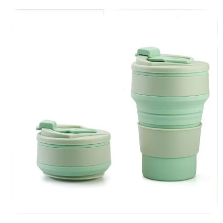 Pahar pliabil din silicon Cyrax, pentru calatorii, camping, 500 ml, verde