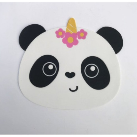 Suport pentru Pahar, Cyrax, Model Urs Panda, din PVC, 18.5x16 cm, Rezistent la Caldura, Alb/Negru