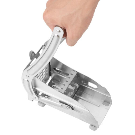 Feliator manual Cyrax, pentru cartofi pai si legume, din inox, cu 2 dimensiuni de feliere, 25.5 x 11.7 cm, argintiu