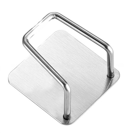 Organizator bucatarie Cyrax cu adeziv, carlig-suport pentru burete, accesorii bucatarie, 5x5x3,5 cm, otel inoxidabil, gri